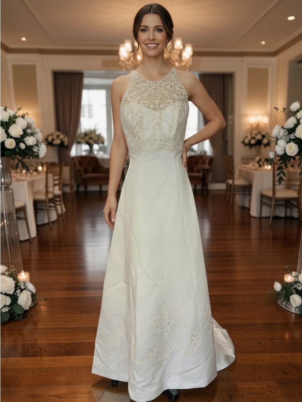 Classic Lace Bodice A-Line‎ Wedding Gown